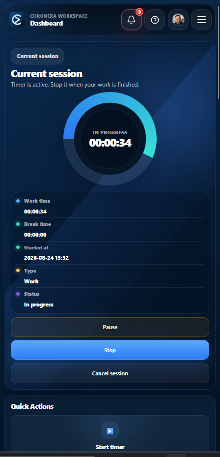 Chronexa dashboard on a phone